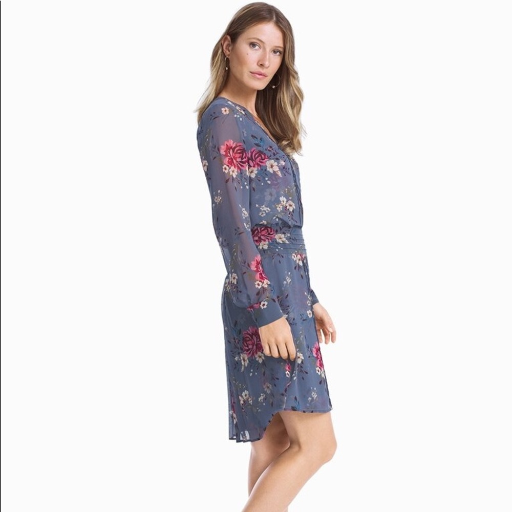 WHBM Long-sleeve pintuck blouson dress